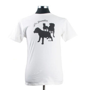 Fiction Apparel White, Black Cotton La Familia T Shirt | SKU 752.25.50.08. APT57.com