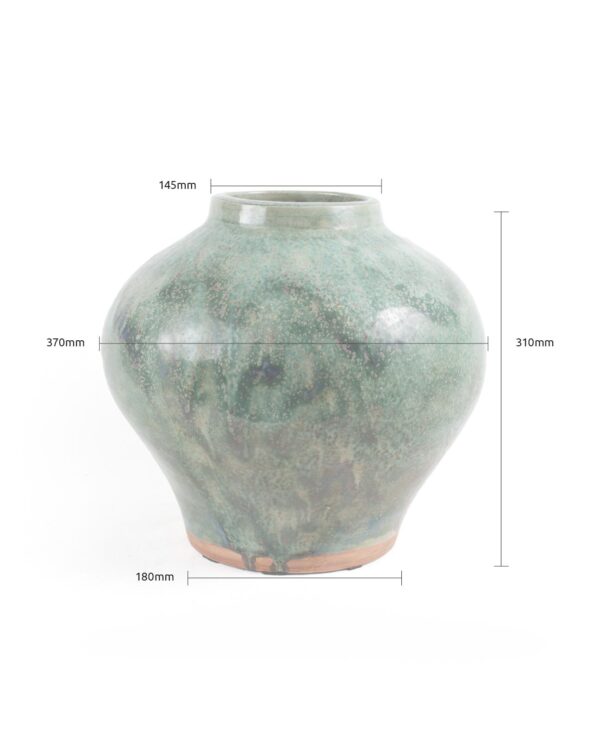 APT57 interiors Emerald Clay Strie Vase. Dimensions | SKU 844.36.58.8. APT57.com