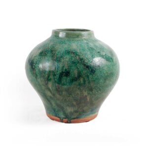 APT57 interiors Emerald Ceramic Strie Vase. Dims: 145 Top x 370 Mid x 180 Base, Diameter in mm's. | SKU 844.36.58.8. APT57.com