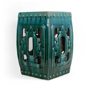 APT57 interiors Emerald Ceramic Fret Sq Stool. Dims: 355W² x 510H in mm's. | SKU 844.36.58.9. APT57.com