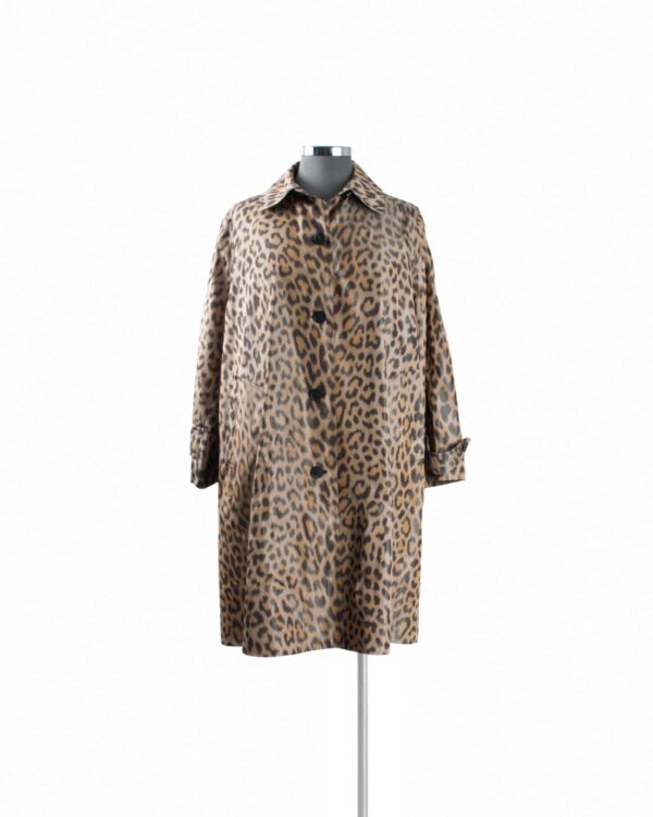 Christian Dior Brown, Black Silk Ocelot LS Coat Sz 40