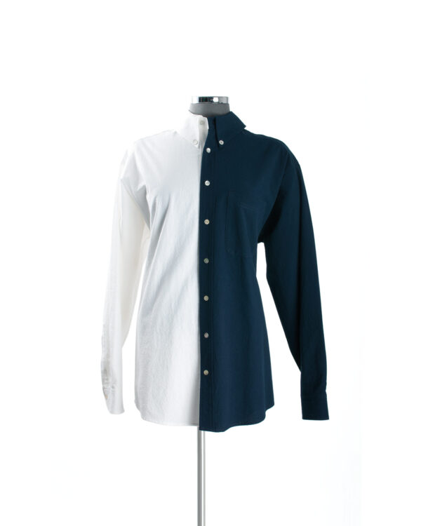 Les Vacances D'Trina Navy, White Cotton Shirt Sz S/M