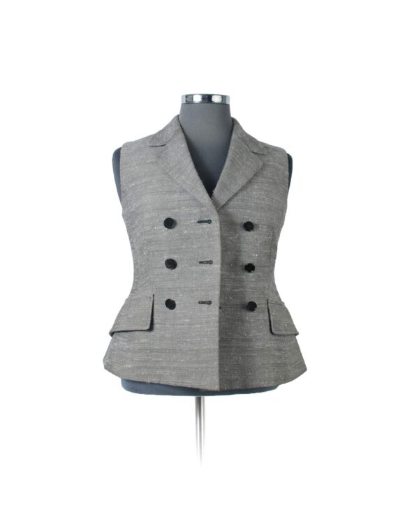 Christian Dior Grey Ctn/Slk TWD Bar Vest Sz 40 | SKU 144.9.63.1. APT57.com