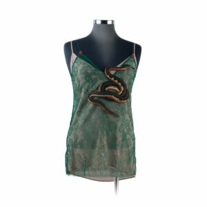 Gucci Green Lace Snake Print w NudeSlip Camisole Sz 40