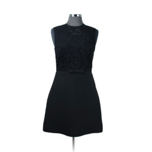 Valentino Black Wool / Slk Lace SL Dress Sz 44 | SKU 503.71.65.16. APT57.com