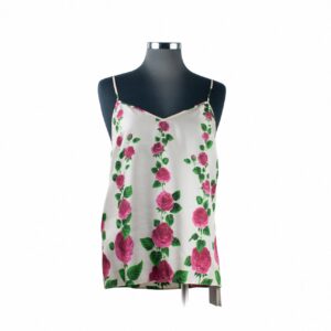 Gucci Cream, Pink Silk Roses Top Sz 40