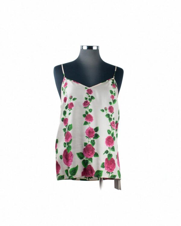 Gucci Cream, Pink Silk Roses Top Sz 40