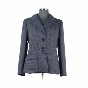 Chanel Navy, White Wl/Slk Stripe Jacket Sz 42 | SKU 759.5.64.13. APT57.com