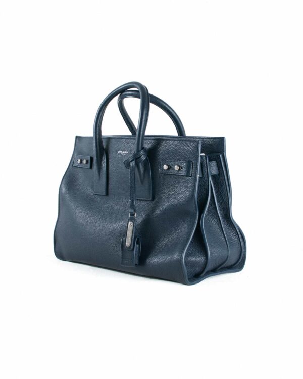 St Laurent Navy Sac Du Jour Bag Sz 31cm 3/4