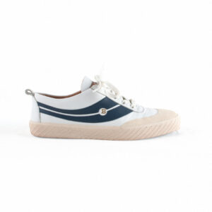 Bally White, Navy Leather Tennis Shoe Sz 39