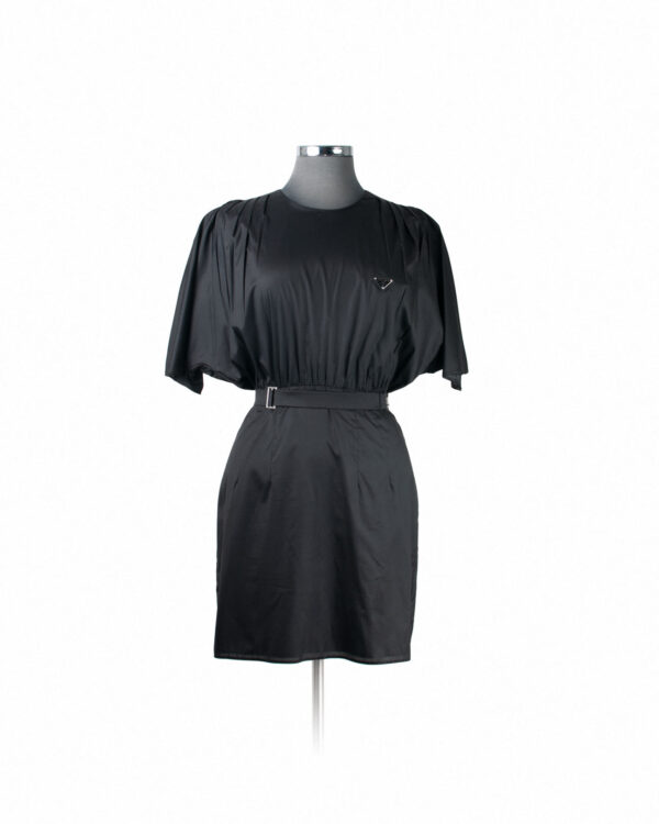 Prada Black Nylon w Belt Dress Sz 42