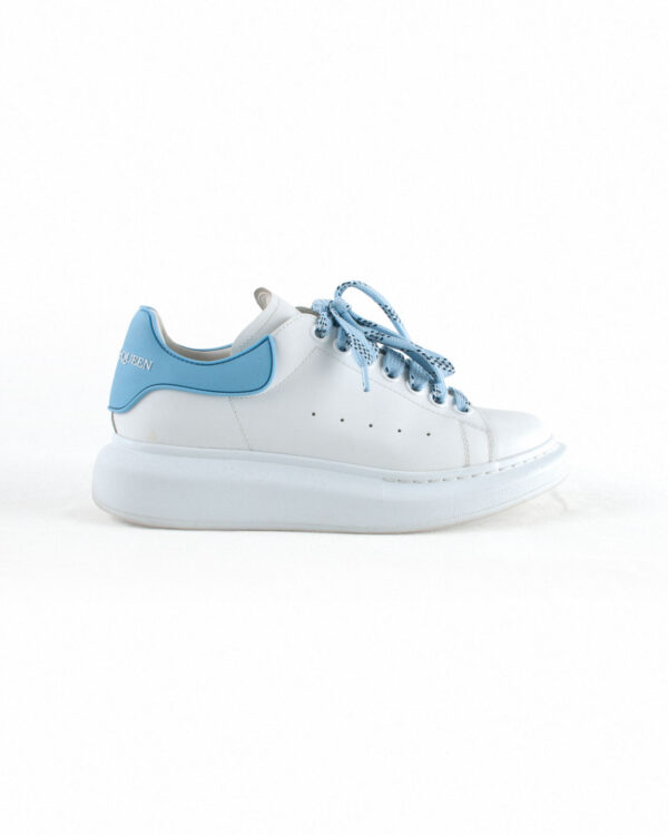 Alexander McQueen Oversized White, Blue Leather Sneaker Sz 37.5